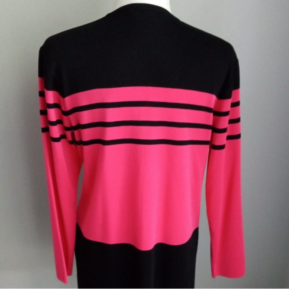 Misook black & pink striped cardigan sweater size petite small - Picture 6 of 10